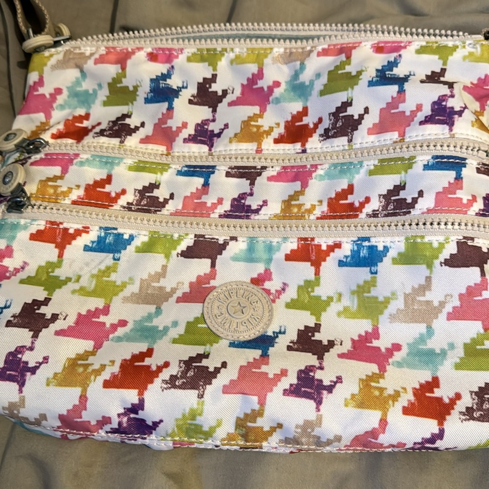 Kipling Multi Zip Houndstooth Multi Color Crossbo… - image 5